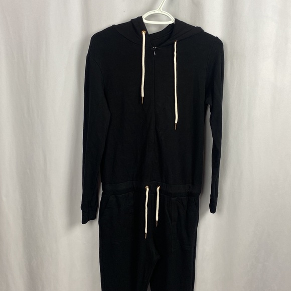 MONROW Revolve Supersoft Fleece Hooded Jumpsuit - Black - Size Small - Picture 4 of 16
